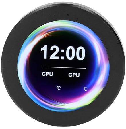 Fockety 2,1 Zoll AIO Display Bildschirm Upgrade Kit, Aluminiumlegierung Echtzeit-Temperaturregelung LCD-Bildschirm CPU-Temperaturmonitor 360-Grad-Drehung, IPS-LCD-Display für CPU-Flüssigkeitskühler