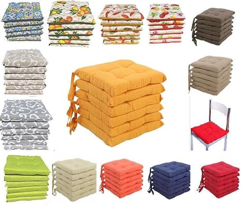 Generico CUSCINI PER SEDIA COPRISEDIA TRAPUNTATI MORBIDONE CONFEZIONE 6 PEZZI CON LACCETTI COORDINABILI CON LA LINEA AMA (GIALLO LONETA)