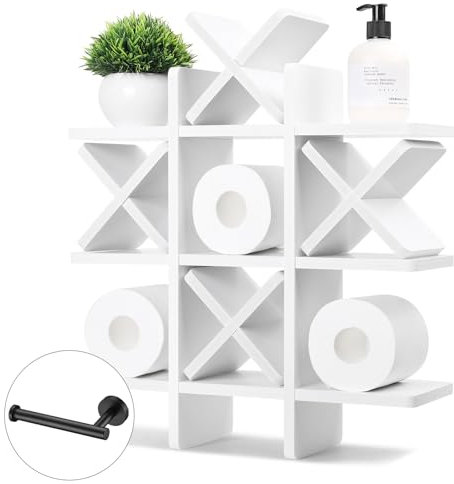Tic Tac Toe Porte-rouleau de papier toilette – Décoration murale de salle de bain imperméable de style art moderne