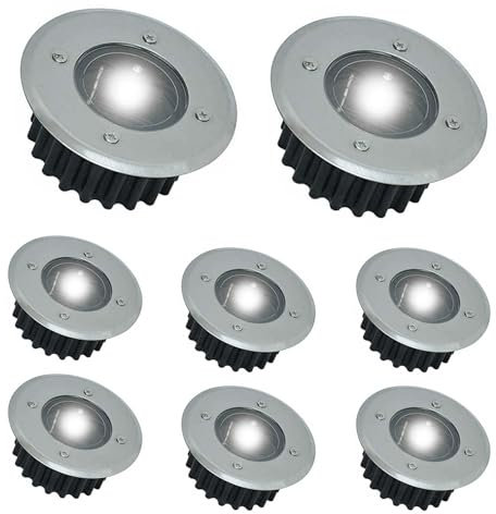 Petyoung Solar-Bodenleuchten für den Außenbereich, IP65 wasserdicht, für Rasen, Wege, Hof, Terrasse, 8 Stück
