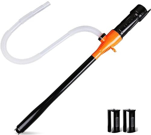 Jecatiy Portable Power Battery Pump, Portable Fuel Transfer Pump Battery Operated Electric Siphon Pump for Gas, Fuel, Diesel, Water Transfer 2.2 GPM Flow Oil Extractor -Gas Siphon Pump (Orange)