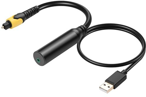 CERRXIAN Cavo audio coassiale digitale ottico Spdif ad analogico AUX da 3,5 mm, cavo di conversione ottico da Spdif a femmina da 3,5 mm con cavo di alimentazione USB