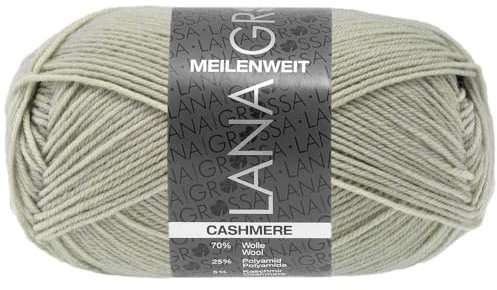 LANA GROSSA Meilenweit 50g Cashmere | Sockenklassiker, waschmaschinenfest | Handstrickgarn aus 70% Schurwolle (superwash), 25% Polyamid & 5% Kaschmir | 50g Wolle zum Stricken & Häkeln | 210m Garn FB63