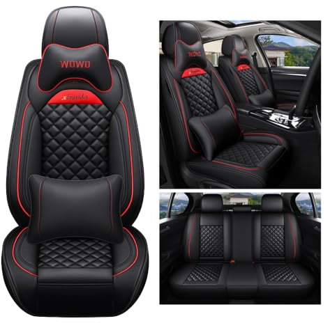 Awotzon Autositzbezüge für Volvo XC90 5seats 2003-2024 5-Sitze AutoSitzbezug PU Leder Universal Set wasserdichte Auto-Schonbezüge Schwarz