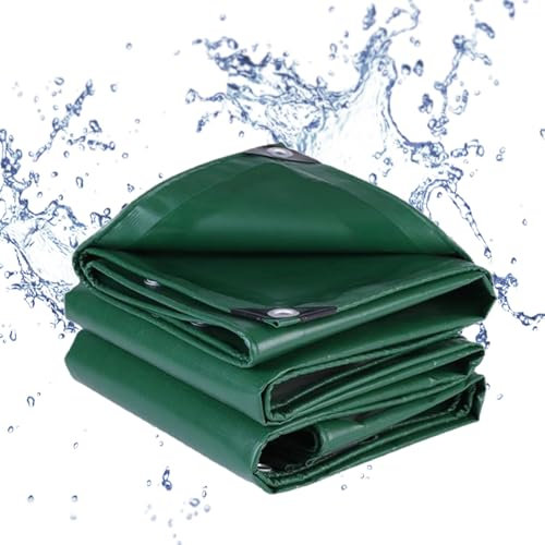 Telone in PVC verde 6x6m resistente impermeabile telone con occhielli rinforzati Antivento e antipioggia Mobili da esterno Telo di terra