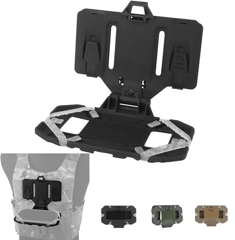 JEIMAI Tactical Phone Holder Universal Vest Phone Carrier Case for Screen Size 4.7-6.7,Molle Cell Phone Chest Mount for Airsoft Vest Plate Carrier (Black)