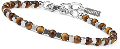 Unique Gems Edelsteinarmband echter Tigerauge Ø 4mm Stainless Steel Damen & Herren Naturstein Armband 16cm bis 20cm Juweliers- Qualität