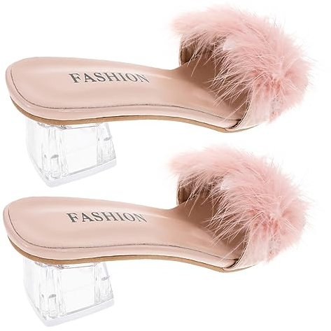 WATIIFUFU 1 Paio Sandali di Pelliccia Comoda Pantofola Soffici Diapositive per Le Donne Shoes for Women Zapatillas de Mujer Ciabatte estive Indossare Sandali da Spiaggia Open-Toe Rosa