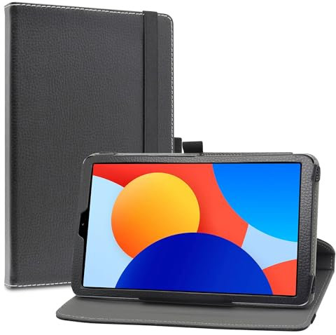 LiuShan Rotary Funda para Xiaomi Redmi Pad SE Tableta, Folio Soporte PU Cuero con Funda Caso para Xiaomi Redmi Pad SE Tableta de 8.7 Pulgadas, Negro
