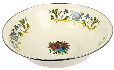 Amosfun Vintage Emaille Waschschüssel Retro Haushalts Becken Antike Küche Geschirr Emailliertes Suppenbecken Vintage Waschbecken Emaill