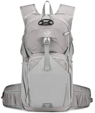 PORRASSO Wanderrucksack Wasserdichter Rucksack 18L Leichter Reiserucksack Hiking Backpack für Damen Herren Trekking Radfahren Klettern Reisen Sport Grau