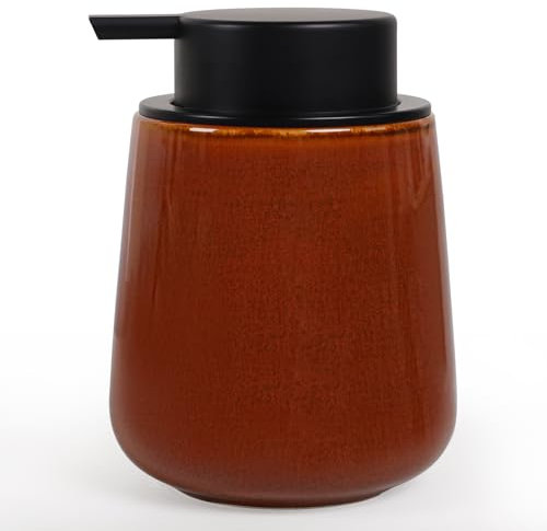 Autumnlife Seifenspender Rot Spülmittelspender Keramik, 350ml Nachfüllbar Seifenspender mit Groß Pumpenkopf, Porzellan Soap Dispenser für Bad, Küche - Rot Flüssigseifenspender