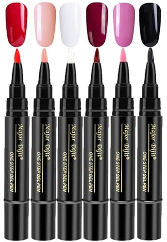 DOOCECIY 6PCS Nail Polish Pens Uk, Quick Dry Varnish Pen Set for Nail Design