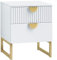 HOMCOM Nachttisch mit 2 Schubladen, Beistelltisch, Nachtschrank mit Griffe in Goldoptik, Nachtkommode für Schlafzimmer, Wohnzimmer, 40 x 40 x 50 cm, Weiß