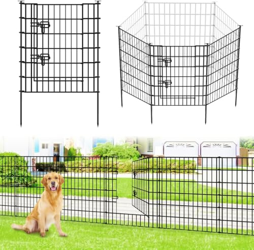 Thealyn Gartenzaun, 81 cm H * 71 cm B | 9 Paneele + 1 Tor, rostfreies Metall, für Hunde, Haustiere, Tierbarriere, Gartenzaun, Bordüre für Hof, Terrasse, Blumenbeet