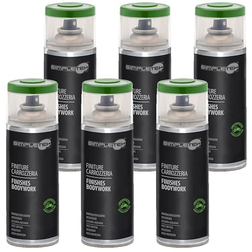 SIMPLETEK - 6 bouteilles en aérosol pour véhicules verts compatibles avec John Deere Carrosserie Finitions agricoles 400 ml V400CAR.6 (kit de 6 pièces)