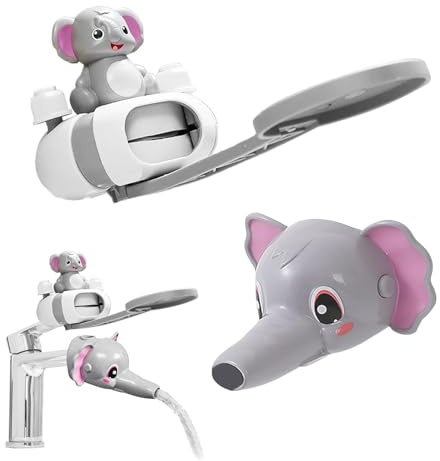 HESUSUSI Wasserhahn Verlängerung Kinder, Wasserhahn Extender Tap Extender Kids Kinderwaschbecken Entworfen Mit Elefantenform, Einstellbar Wasserhahnzubehör Für Baby Hände Waschen Badezimmer