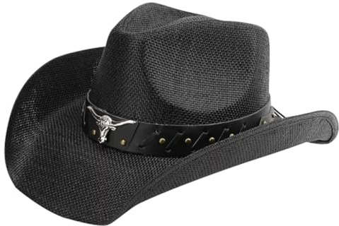 Generisch Sombrero de vaquero occidental para hombres y mujeres, sombrero de sol de verano de ala ancha, sombrero de paja, sombrero de protección solar para la playa al aire libre, taza estilo