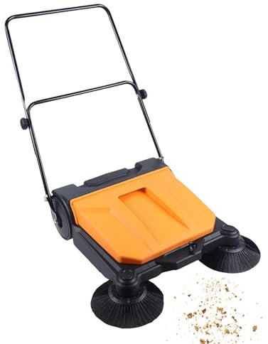 Commercial Walk Behind Hand Push Floor Sweeper, Foldable Design with 15L Dust Box, Ideal for Walkway and Yard Cleaning