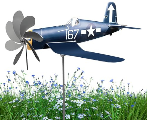 Windspinner Für Draußen | Metall Flugzeug Windmühle Deko,Wetterfeste Windräder Deko Für Garten