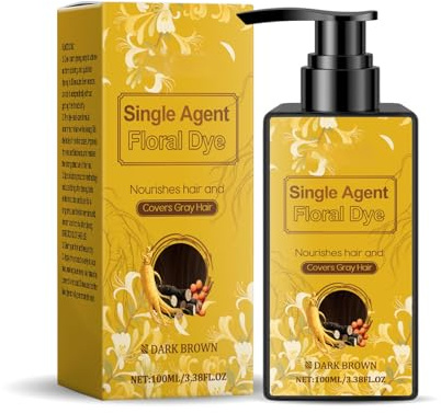 Nourishing Haarfarbe auf Pflanzenbasis Haartönung Braun, Black Hair Dye Shampoo mit Nährenden Fruchtölen Nourishing Herbal Hair Dye für Männer und Frauen (Dunkelbraun, 100ml)