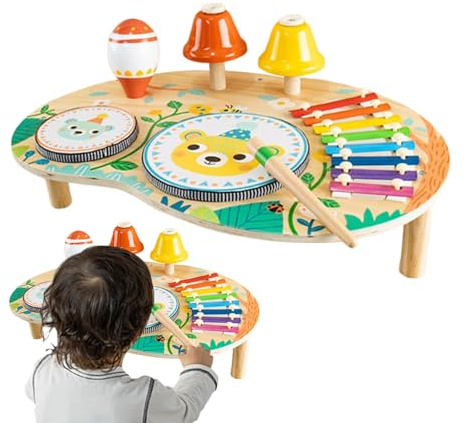Générique Aktivitäts- und Spieltisch | Musik-Erlebnistisch aus Holz für Babys, Spielzeug zur Entwicklung der visuellen und manuellen Koordination, ab 2 Jahren