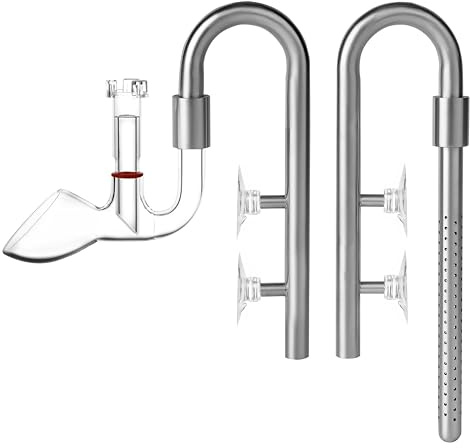 JARDLI Lilienrohr-Set aus Edelstahl – Hybrid-Stahl und abnehmbarer Glasauslauf mit Skimmer, 360° mehrstufiger Zufluss – sicher für Fische und Garnelen, leicht zu reinigen (13 mm für 12/16 mm