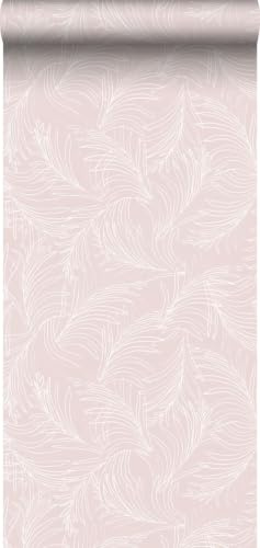 Sanders & Sanders Tapete Federn Rosa und Weiß 53 cm x 10 m