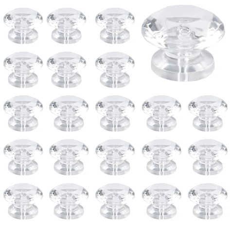 MOROBOR Lot de 32 mini boutons de tirage en acrylique transparent en forme de diamant pour miroir, placard, boîte cadeau et autres petits meubles