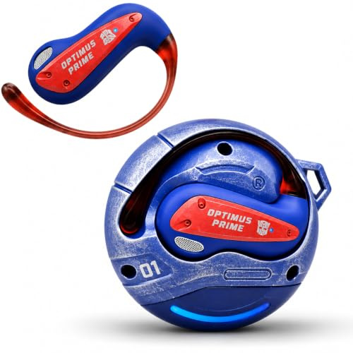 Transformers Flux T86 - Auriculares inalámbricos Bluetooth con gancho para la oreja, funda de carga de aleación de zinc resistente, controladores de alta fidelidad de 14.2 mm, micrófono integrado