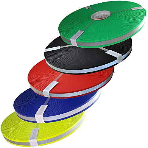 bio-leine BioThane Meterware mit reflektierendem Streifen - in Schwarz I 19 mm breit und 2,5 mm dick - reflektierend I bis zu 30m lang