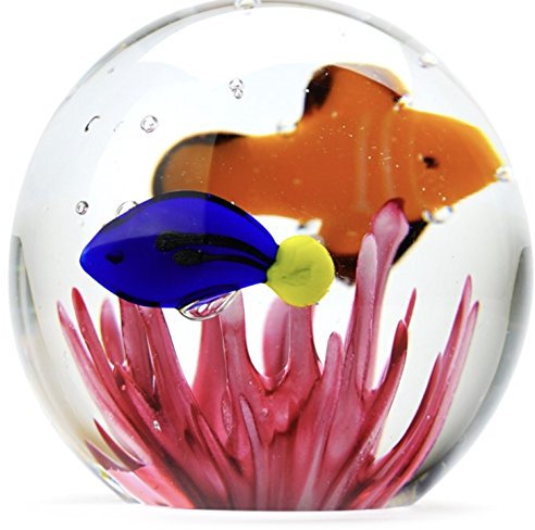 Briefbeschwerer, Tropische Fische, handgefertigt, Glas, Clownfisch, Blau