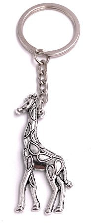 H-Customs Pendentif en métal argenté à motif girafe et porte-clés