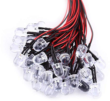 Diode Led Lichter, 50pcs 3/5/10mm DC 9-12 Volt Bedrahtet Diode Leuchtend Leuchtdiode Runde Wasser Freie Emittierende ß/Rot/Blau/Grün/Licht(10mmß)