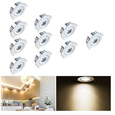 LED Einbaustrahler Set 10er, 1W LED Deckenstrahler Schwenkbar COB Deckenspots Einbauleuchte Aluminium Spots LED Set Warmweiß für Weinschrank/Schrank/Küche/Wohnzimmer [Energieklasse A+++]