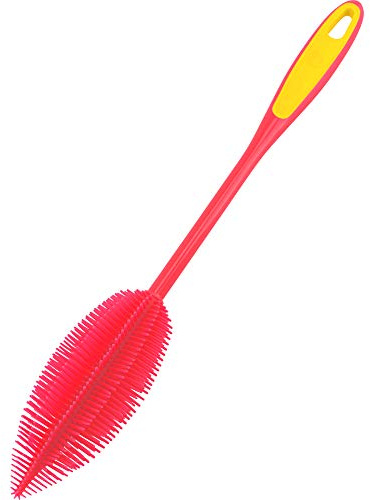 Kochblume Flaschenbürste 36cm | Premium-Silikon | Hitzbeständig | Spülmaschinenfest | Für Trinkflaschen, Thermoskannen & Gläser | Farbe: rot