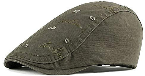 CHENNUO Schirmmützen Herren Flatcap Beret ivy Newsboy Cap Gatsby Cabbie Schiebermütze (Armee grün-2)