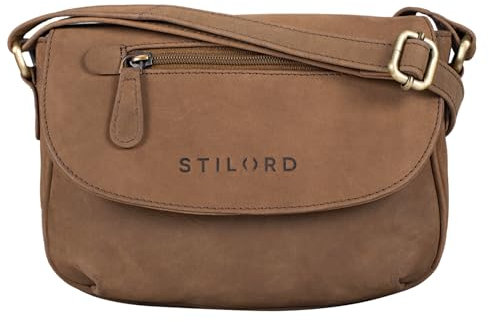 STILORD 'Tamara' Kleine Handtasche Damen Leder Braun Umhängetasche Vintage für Frauen zum Ausgehen Abendtasche Partytasche Elegante Echtleder Tasche, Farbe:austin - braun