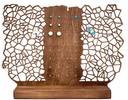 Schmuckständer für Ohrringe und Ohrstecker - Ohrringständer aus Holz - Ohrringhalter für viele Stecker