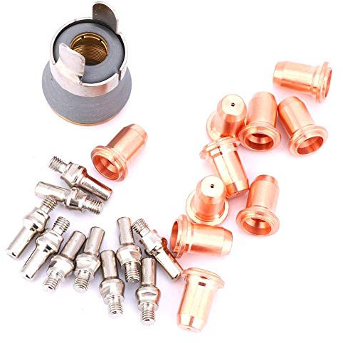 22 Stück PT60 PT40 Plasmaschneidspitzen-Set, Plasmaschneider-Schneidbrenner Elektroden-Düsen Spitzenzubehör 1,0 mm Spitzenelektroden-Abschirmbecher-Abstandshalter