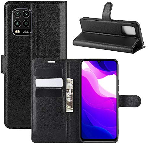 betterfon Handyhülle Kompatibel mit Xiaomi Mi 10 Lite 5G | Premium Qualität TPU Klapphülle für Mi 10 Lite 5G mit Kartenfächern | Magnetverschluss Handyhülle | Schwarz