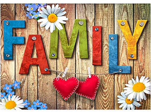 VETPW 5D DIY Diamant Malerei Set, Malen nach Zahlen, Brief, Blume, DIY Voller Diamond Pasted Painting Strass Stickerei Kreuzstich Kunst Handwerk Diamant für Home Wall Wanddekoration (30x40CM) -Familie