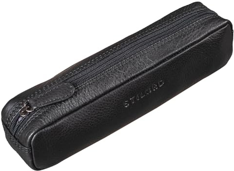 STILORD Preston Etui aus Leder Federmäppchen Vintage Vintage Lederetui Stifterolle Retro Schlamperrolle Damen Herren Faulenzer Echtleder Farbe:schwarz