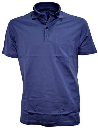 Montechiaro Polo Uomo in Filo di Scozia Con Taschino BLU 440 Taglia 68