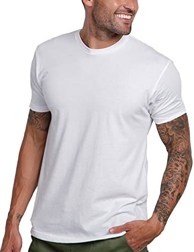 INTO THE AM Herren T-Shirt – Kurzarm Rundhalsausschnitt weich taillierte T-Shirts S – 4XL frische Klassische T-Shirts, Essential – weiß, XL