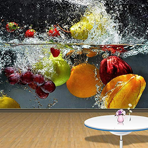YXTSmurals Papel Pintado No Tejido Cocina Fruta Limón Mural De Efecto 3D Pared Pintado Papel Tapiz 3D Decoración Dormitorio Fotomural Sala Sofá Mural