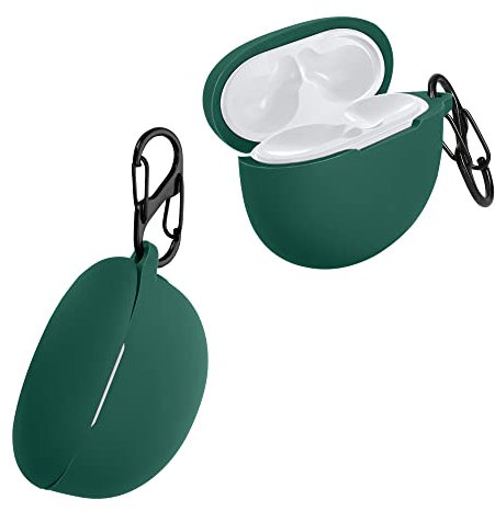 kwmobile Custodia Silicone Cuffie Compatibile con Huawei Freebuds 4i Cover - Custodia Porta Auricolari con Moschettone - Case verde scuro