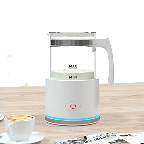 YYDX Bollitore per Latte Caldo Freddo, Montalatte Automatico, Caraffa in Vetro Rimovibile Bollitore Elettrico per caffè, per caffè, Latte, Cappuccino, Cioccolata Calda, Latte Caldo,Bianca