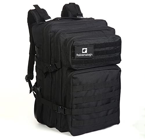 FALKENSTEJN Rucksack für Freizeit Outdooraktivitäten Schule Arbeit Multifunktionsrucksack (schwarz 45L, 45L)