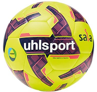 uhlsport Futsal Sala Match Synergy - Spielball in Synergy-Technologie - Fußball Halle Indoor für Erwachsene, 37, Neongelb/Marineblau (Multicolor)